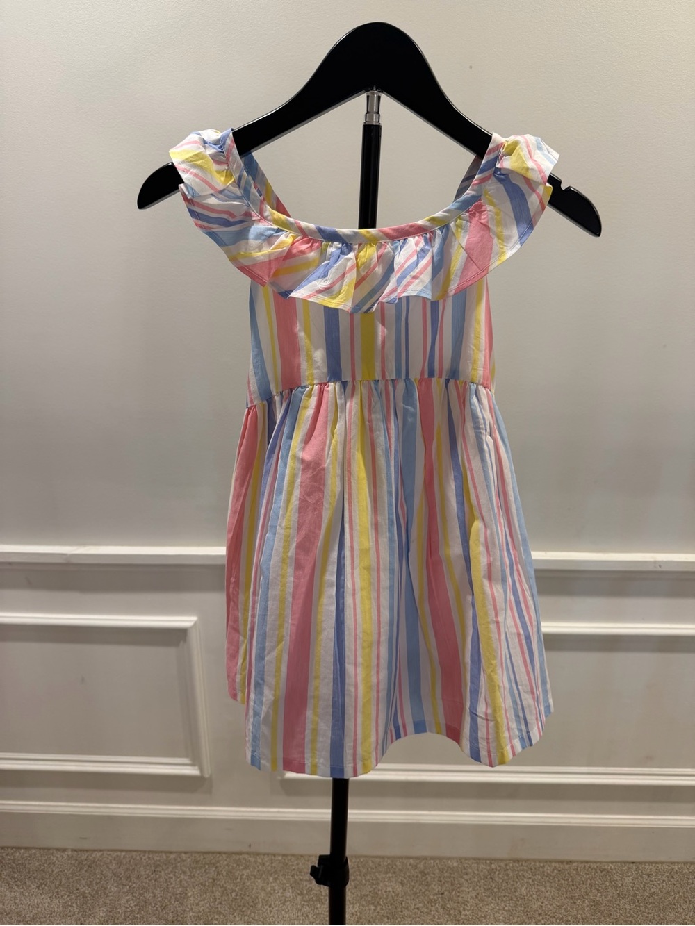 Girls Pastel Stripe Ruffle Dress - Multicolor size 8
